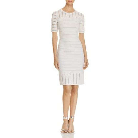 $995 ST JOHN NWT Designer Neutral Cream White Knit Lined Dress – Size 8 - Picture 6 of 10